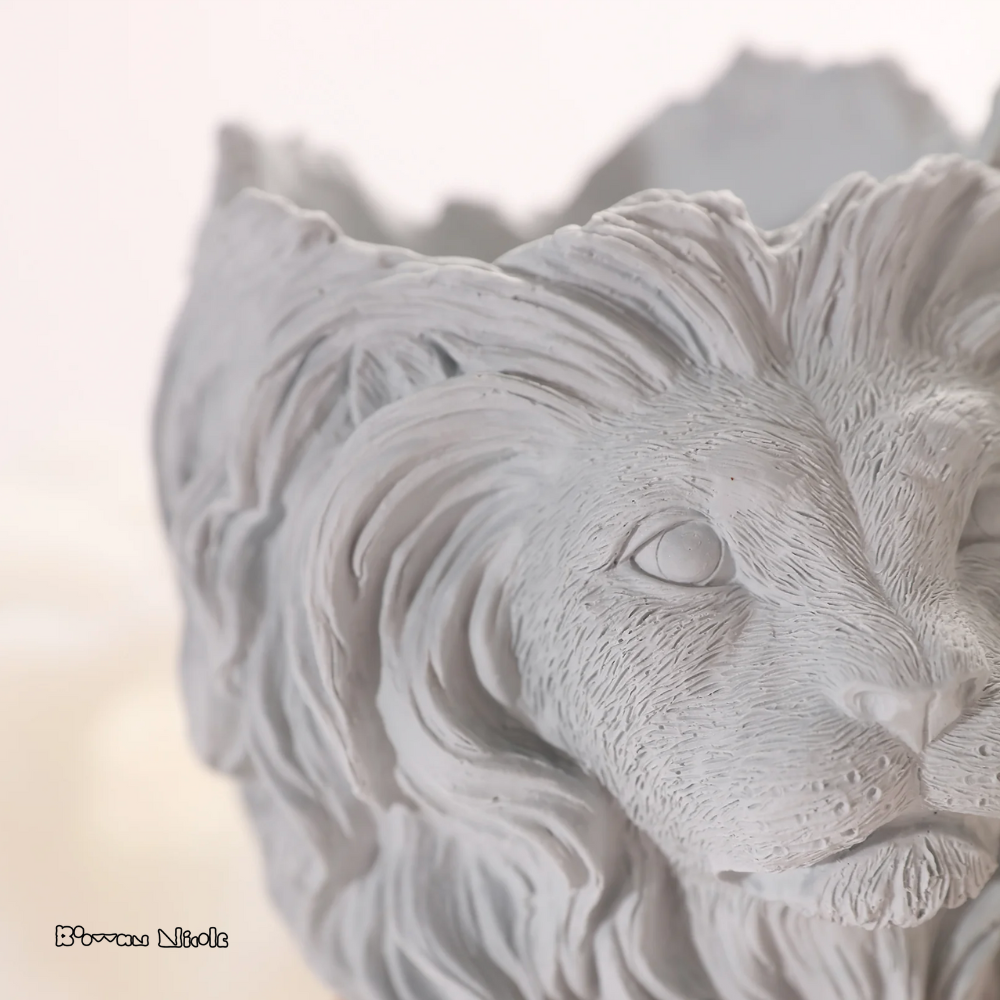 Boowan Nicole: Lion Head Concrete Planter& Vase Pot Silicone Mold