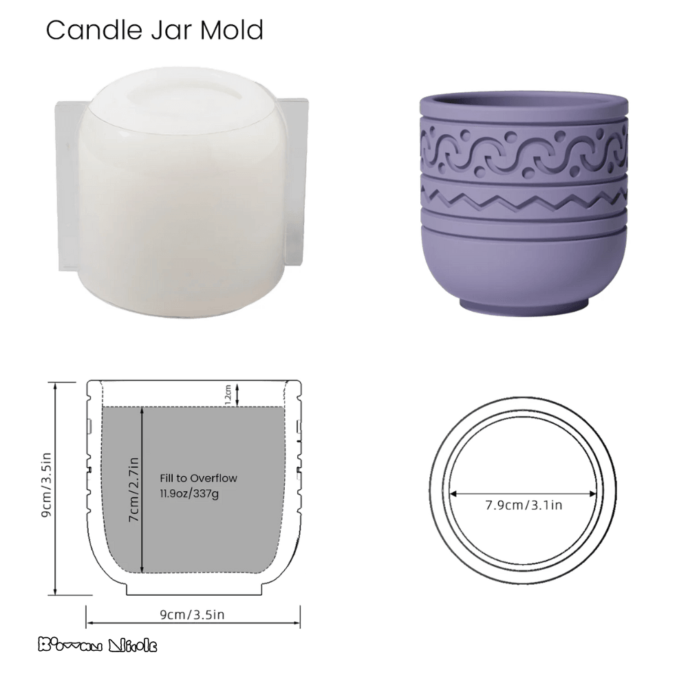 Boowan Nicole: Pattern Candle Jars With Lid Silicone Mould - BohriAli.com