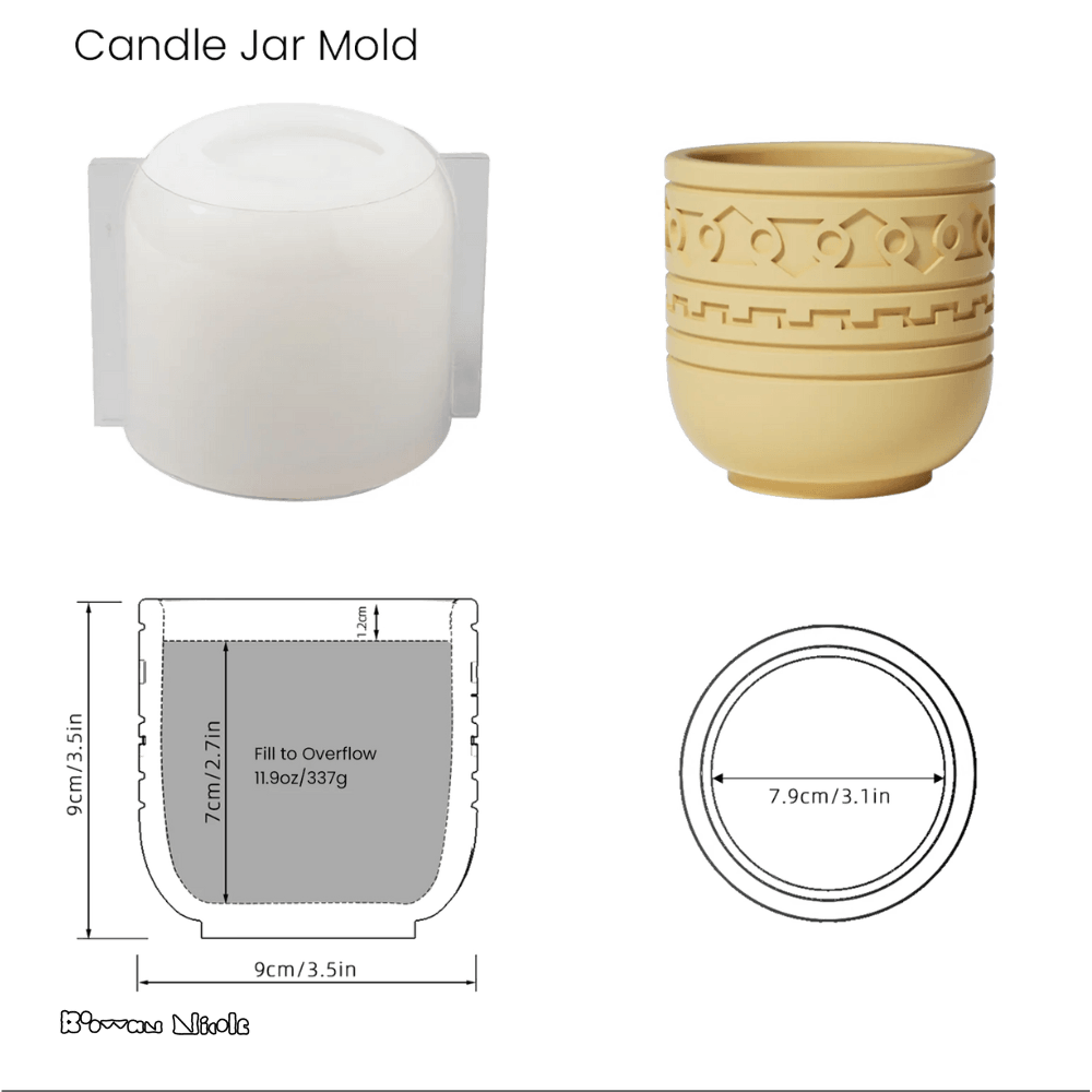 Boowan Nicole: Pattern Candle Jars With Lid Silicone Mould - BohriAli.com
