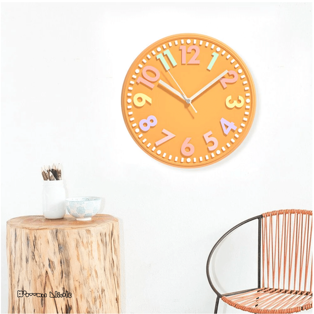 Boowan Nicole: Concrete Round Numeral Wall Clock Silicone Mold