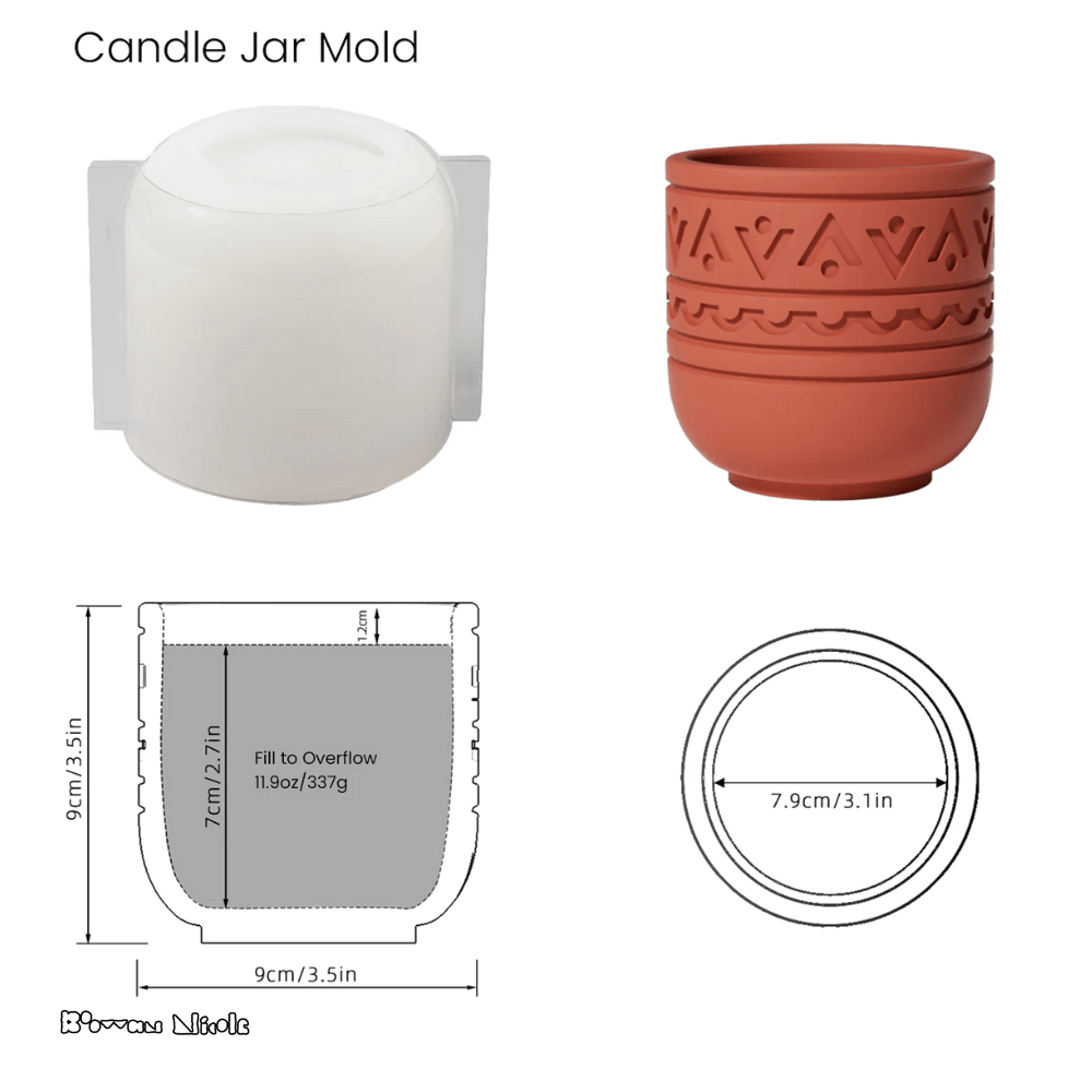 Boowan Nicole: Pattern Candle Jars With Lid Silicone Mould - BohriAli.com