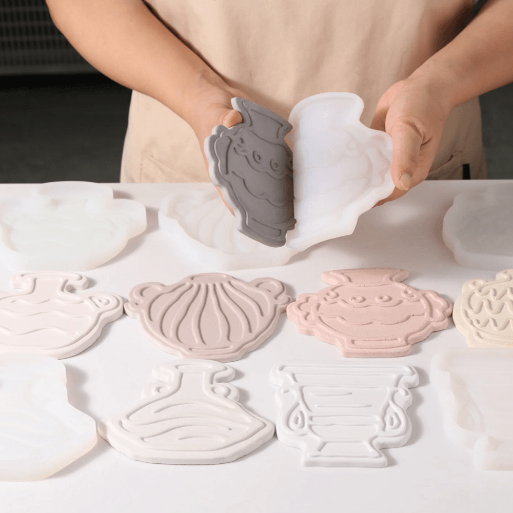Boowan Nicole: Elegant Vase Silhouettes Coaster Collection Silicone Mold - BohriAli.com