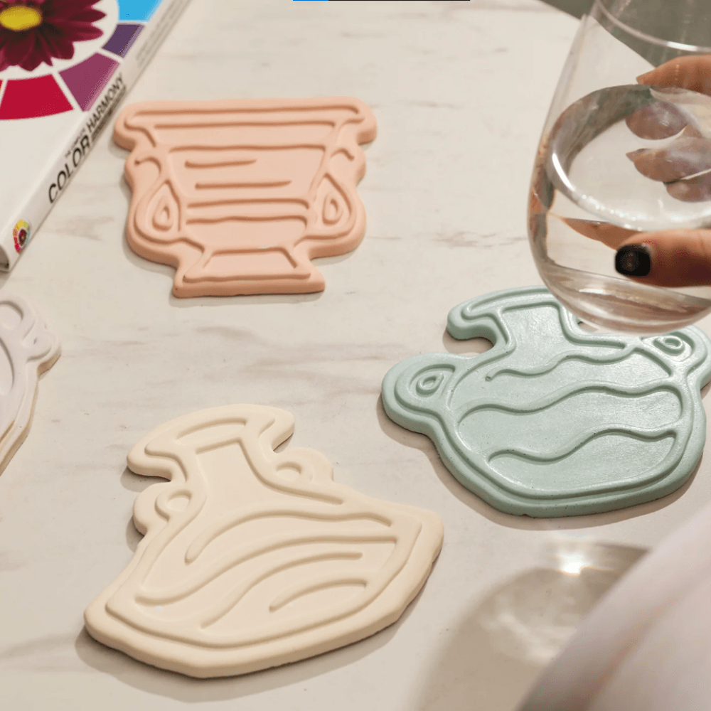 Boowan Nicole: Elegant Vase Silhouettes Coaster Collection Silicone Mold - BohriAli.com