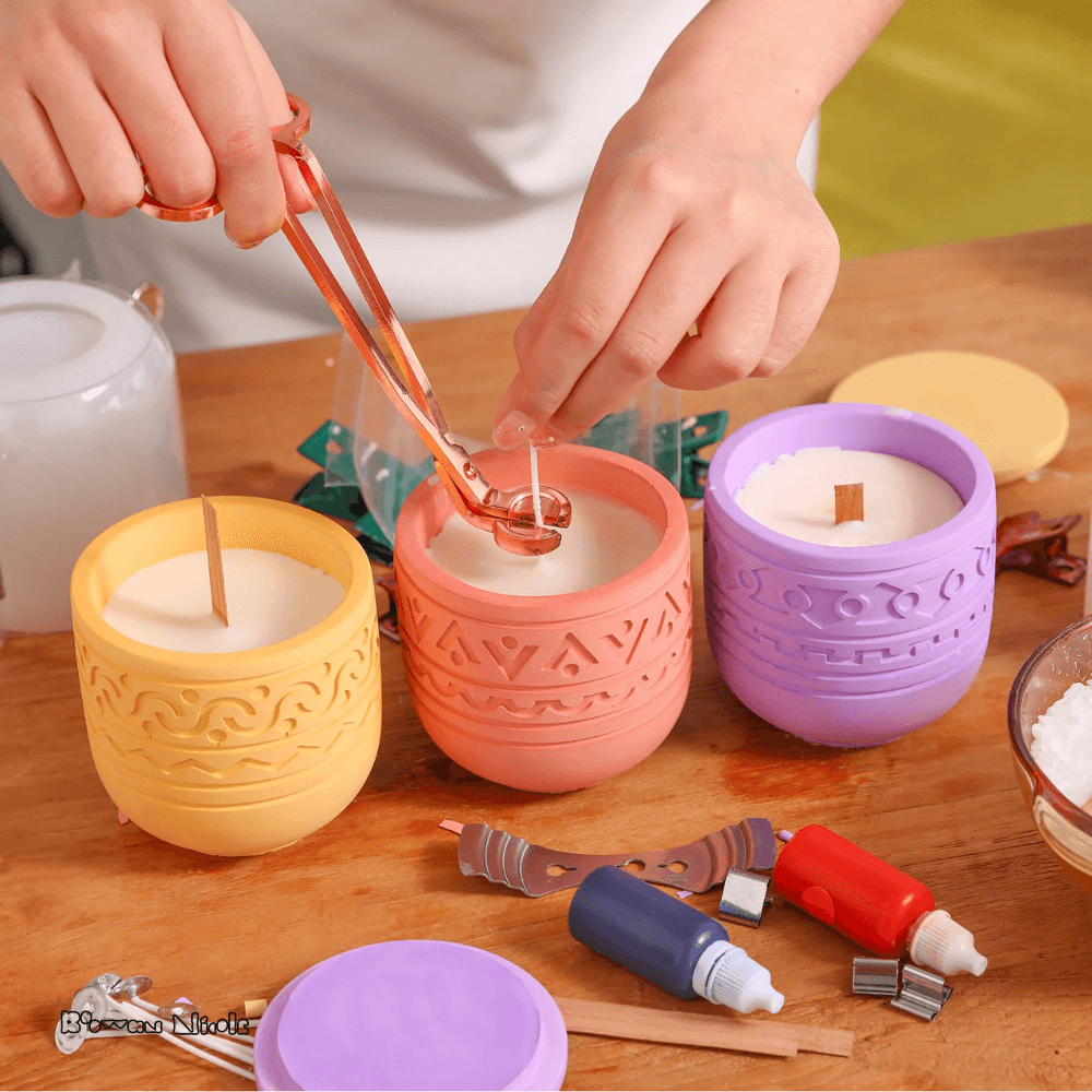 Boowan Nicole: Pattern Candle Jars With Lid Silicone Mould - BohriAli.com