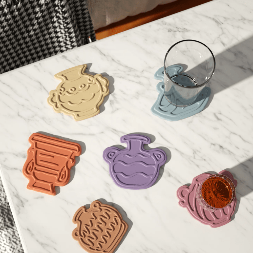 Boowan Nicole: Elegant Vase Silhouettes Coaster Collection Silicone Mold - BohriAli.com