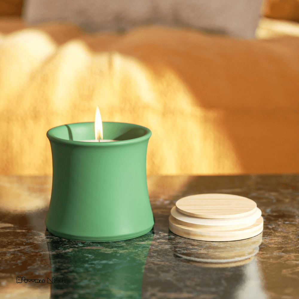 Boowan Nicole: Candle Jar with Wooden Lid - BohriAli.com