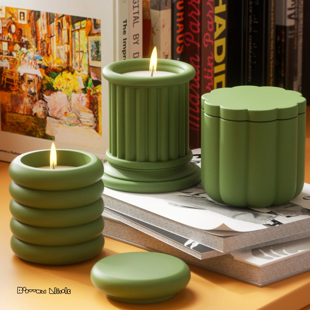 Boowan Nicole: Nicole's Candle Jar with Lid Silicone Mould