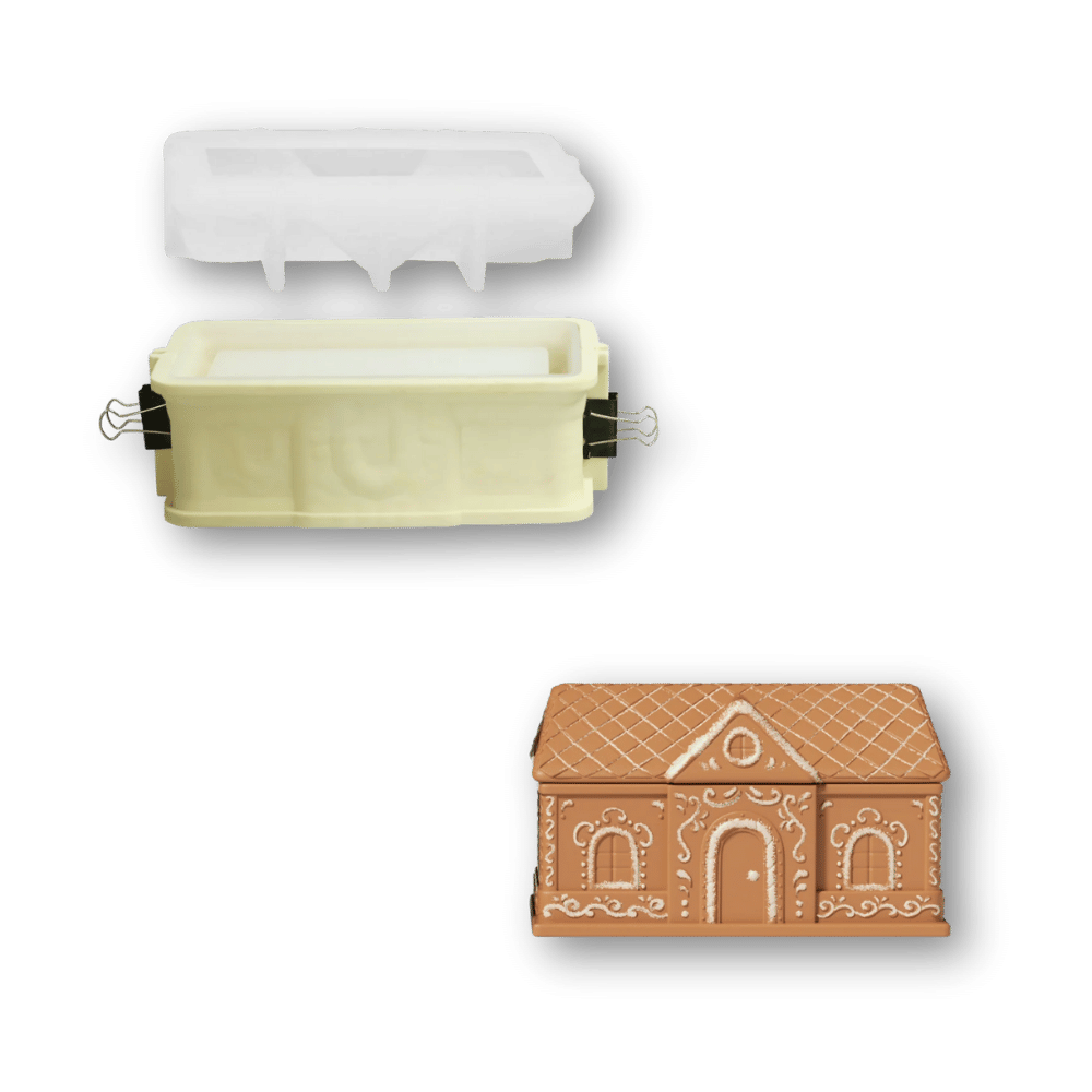 Boowan Nicole: Sweet Gingerbread Cottage Candle Jar Silicone Mold Collection
