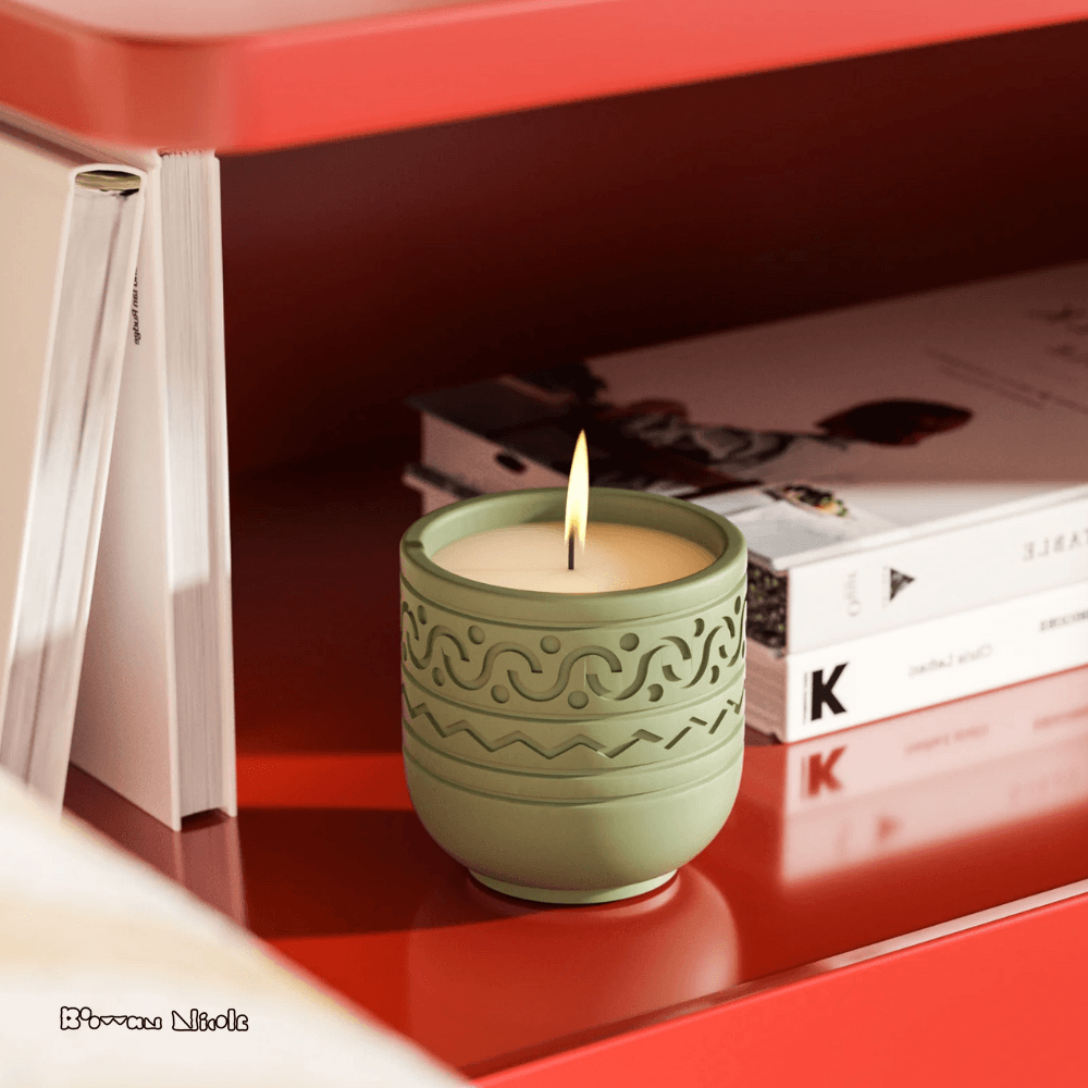 Boowan Nicole: Pattern Candle Jars With Lid Silicone Mould - BohriAli.com