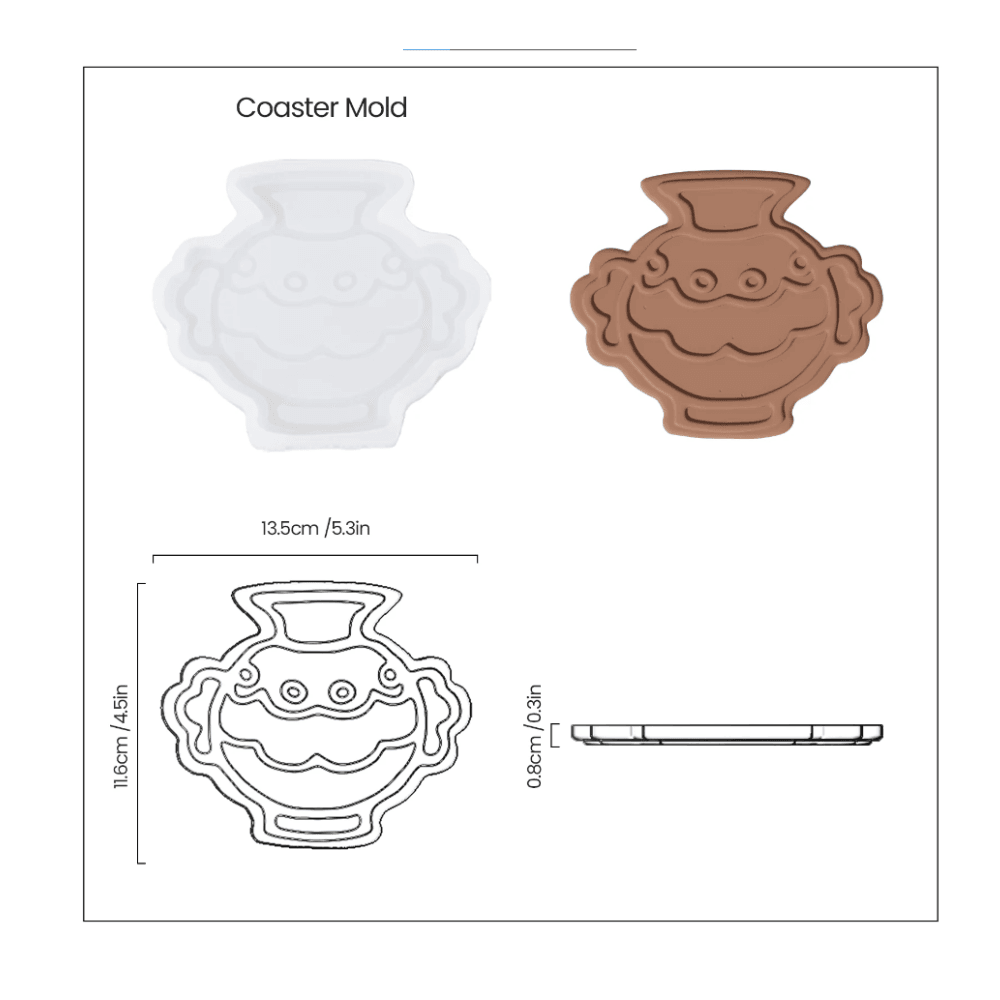Boowan Nicole: Elegant Vase Silhouettes Coaster Collection Silicone Mold - BohriAli.com
