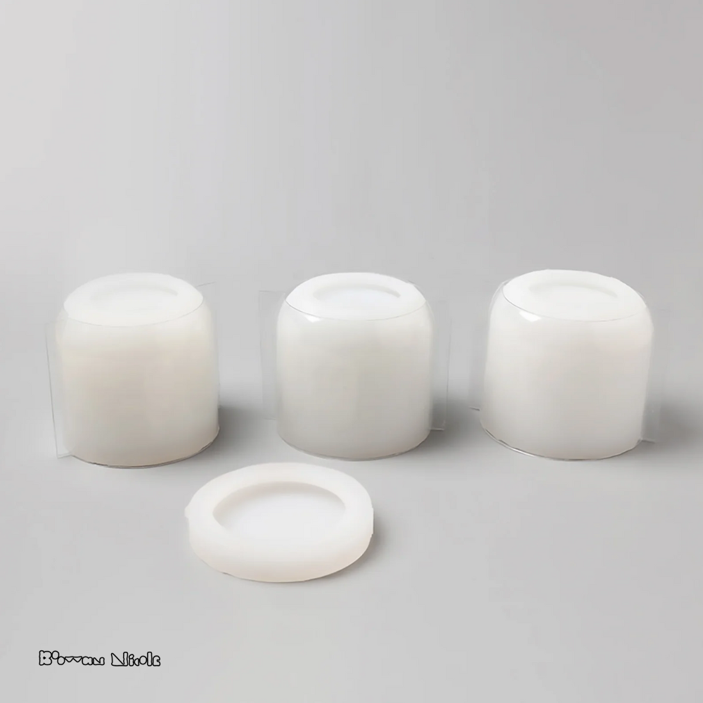 Boowan Nicole: Pattern Candle Jars With Lid Silicone Mould