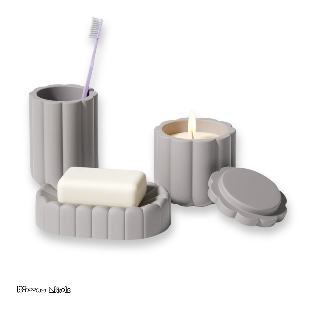 Boowan Nicole: Nicole Concrete Bathroom Accessories Set Silicone Mold