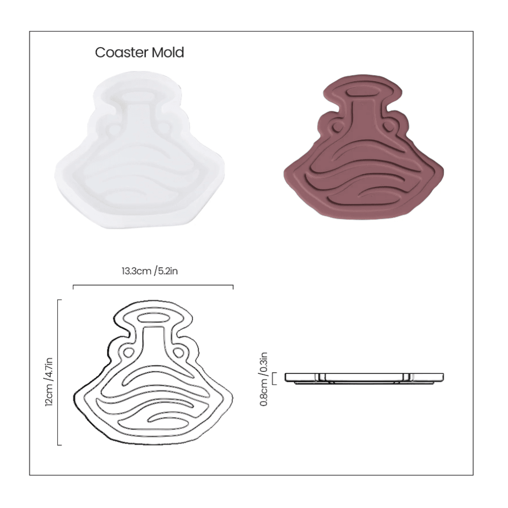 Boowan Nicole: Elegant Vase Silhouettes Coaster Collection Silicone Mold - BohriAli.com