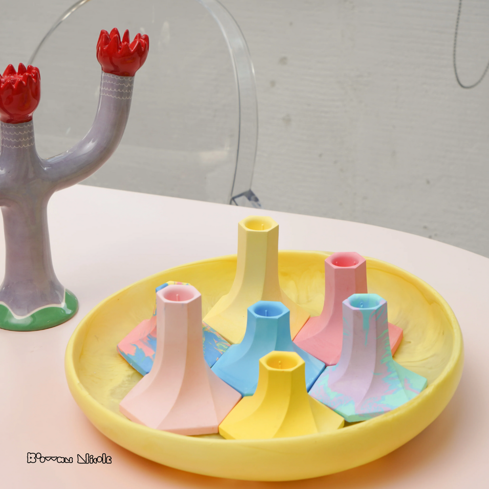 Boowan Nicole: Geometric Taper Candle Holder Silicone Mould - High Sized