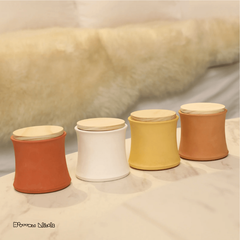 Boowan Nicole: Candle Jar with Wooden Lid - BohriAli.com
