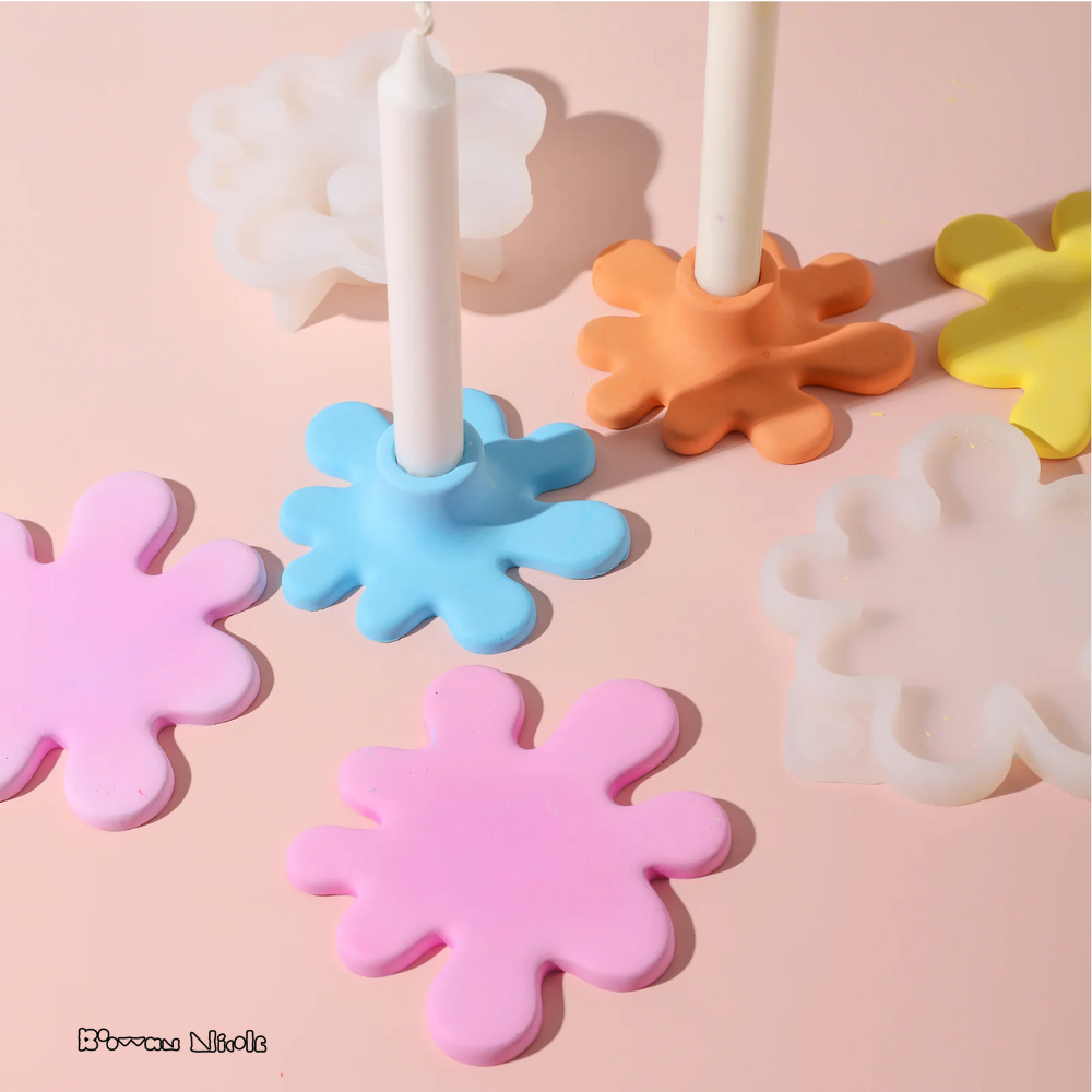 Boowan Nicole: Irregular Taper Candle Holder & Coaster Silicone Mould