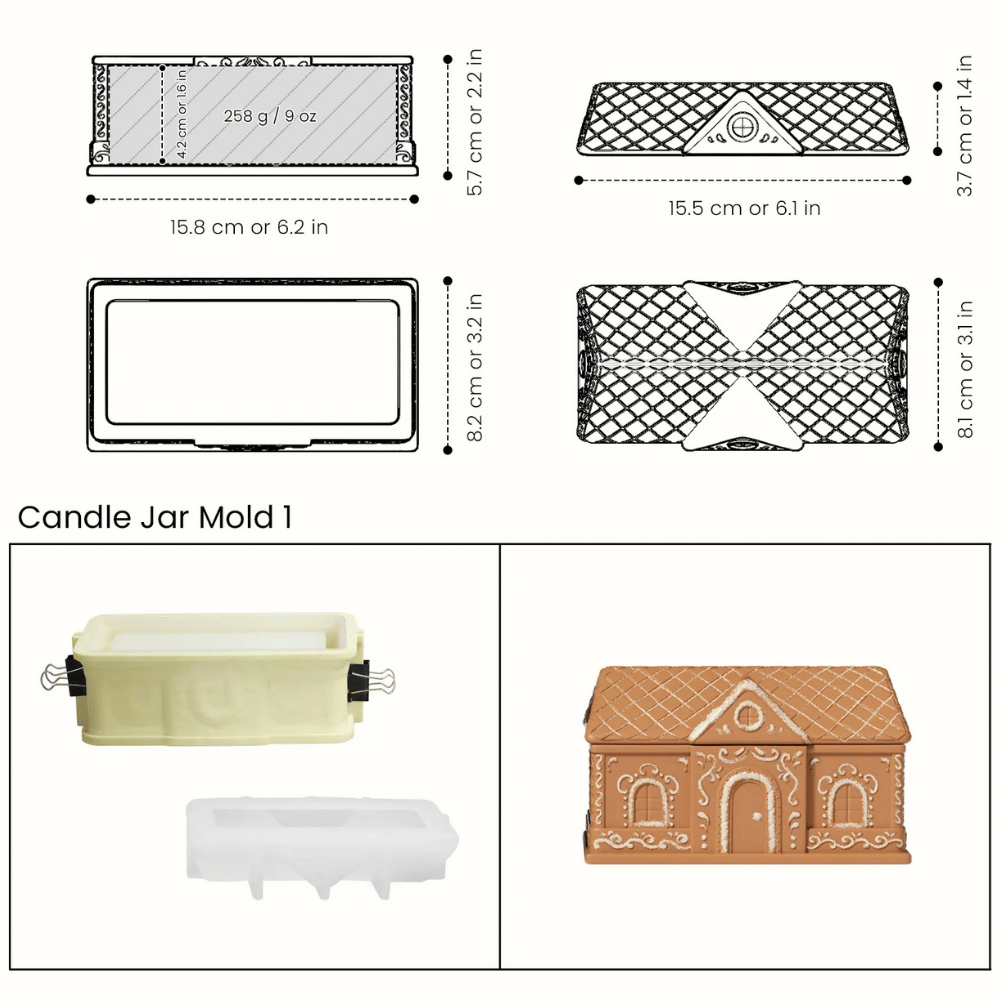 Boowan Nicole: Sweet Gingerbread Cottage Candle Jar Silicone Mold Collection