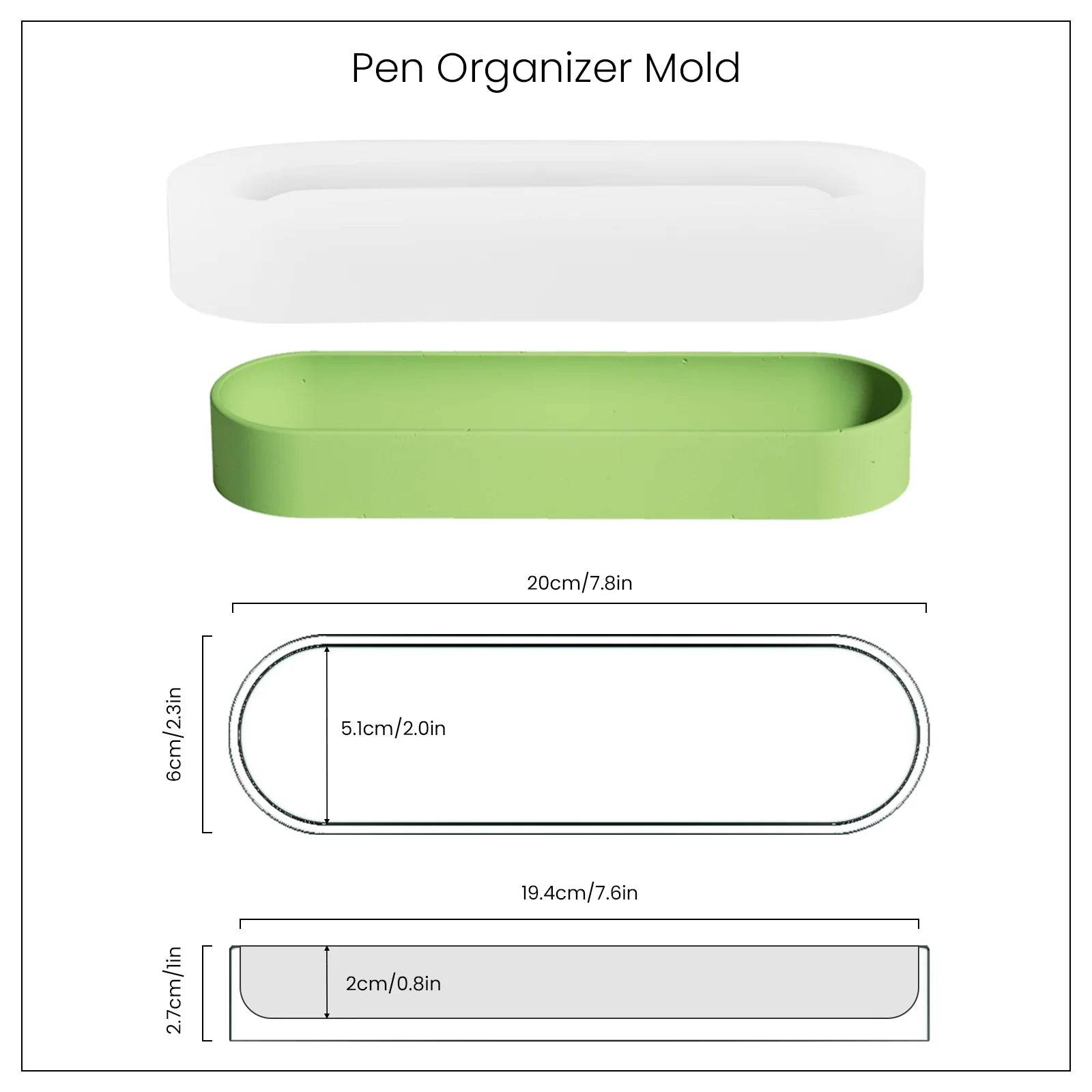 Boowan Nicole: Long Shaped Pen Organizer Silicone Mold - BohriAli.com