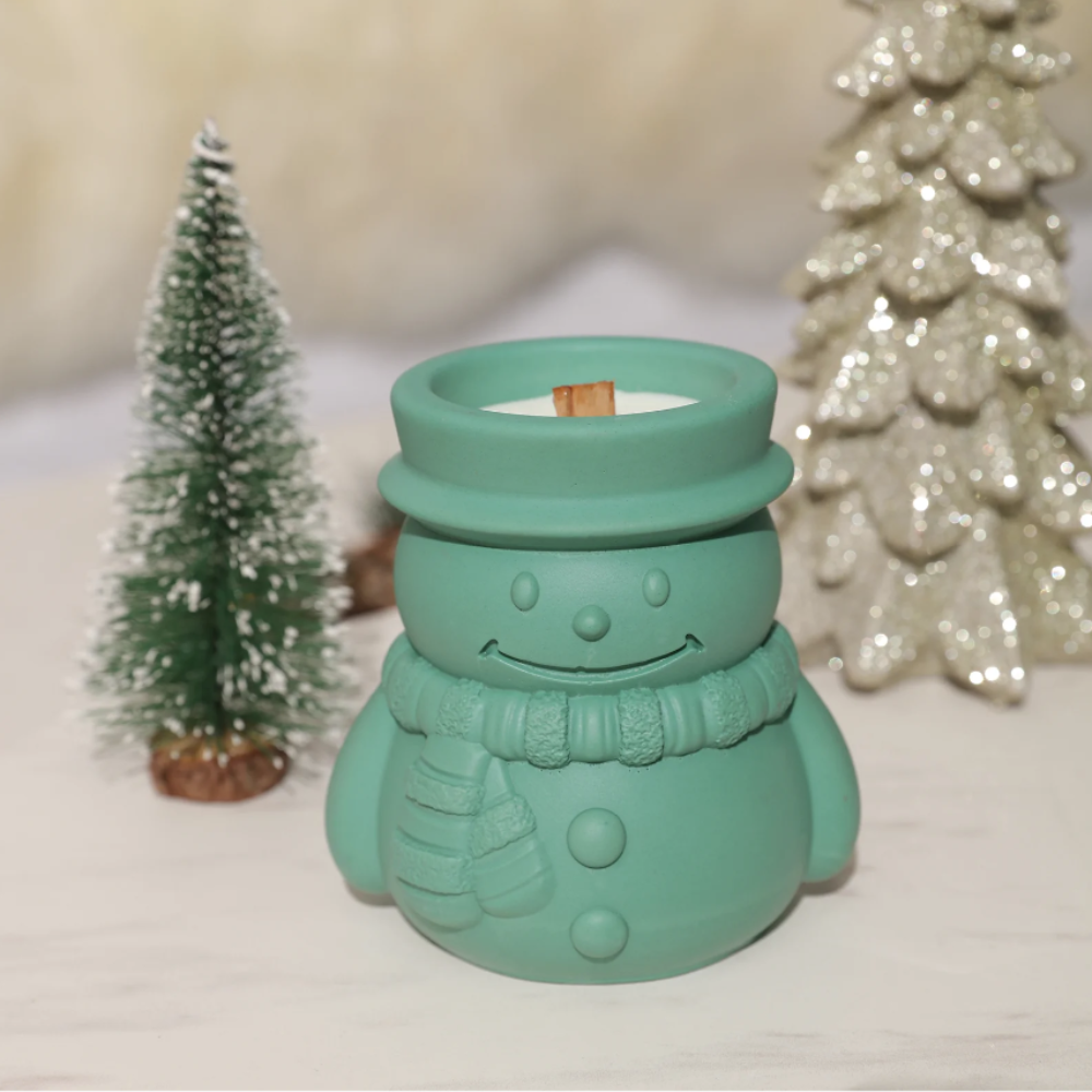 Boowan Nicole: Christmas Cheery Snowman's Winter Glow Candle Jar Mold