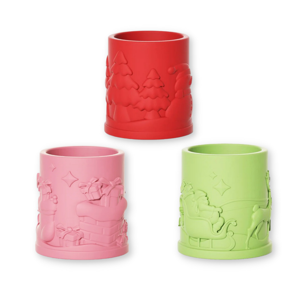 Boowan Nicole: Christmas Themed Candle Jar with Lid Silicone Mould