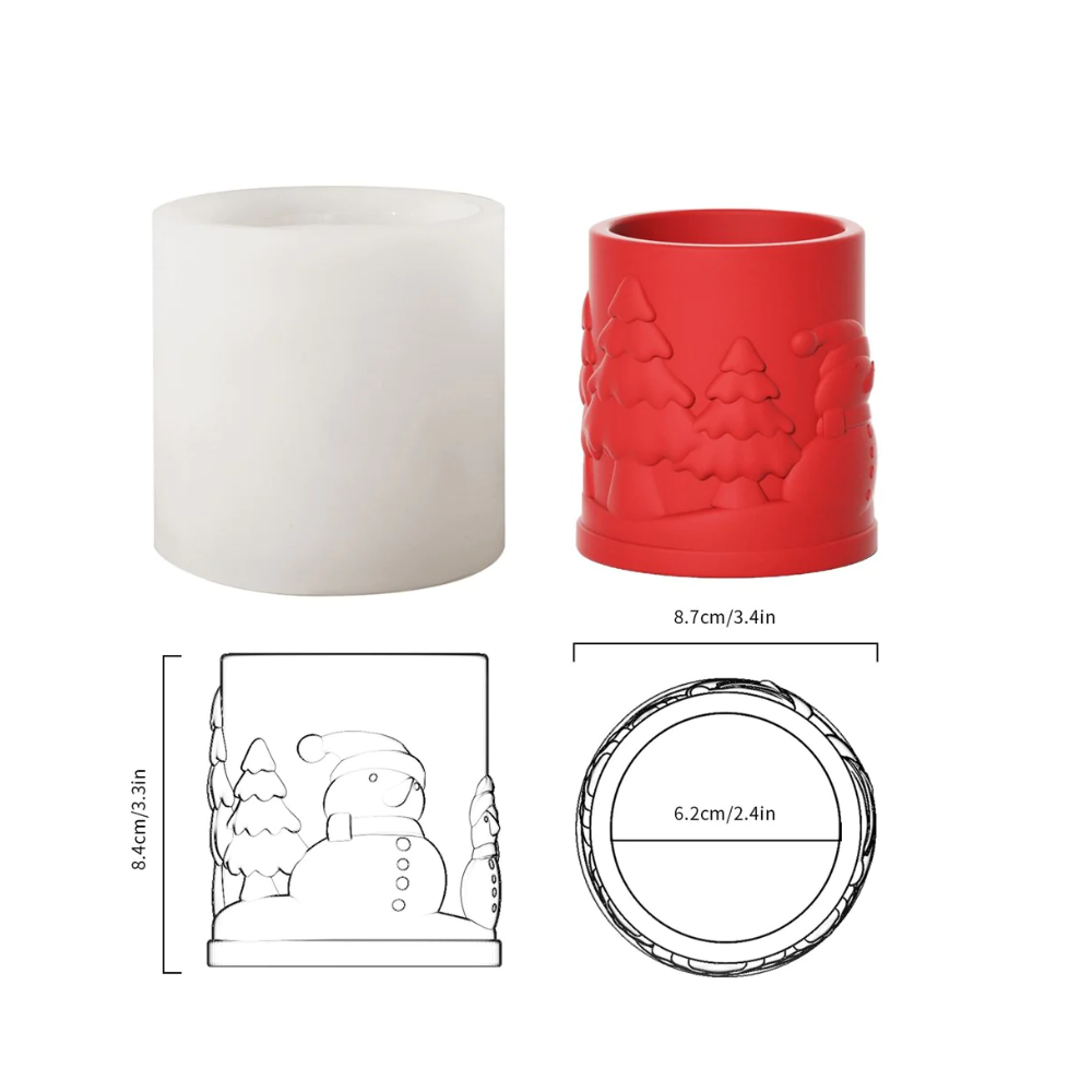 Boowan Nicole: Christmas Themed Candle Jar with Lid Silicone Mould