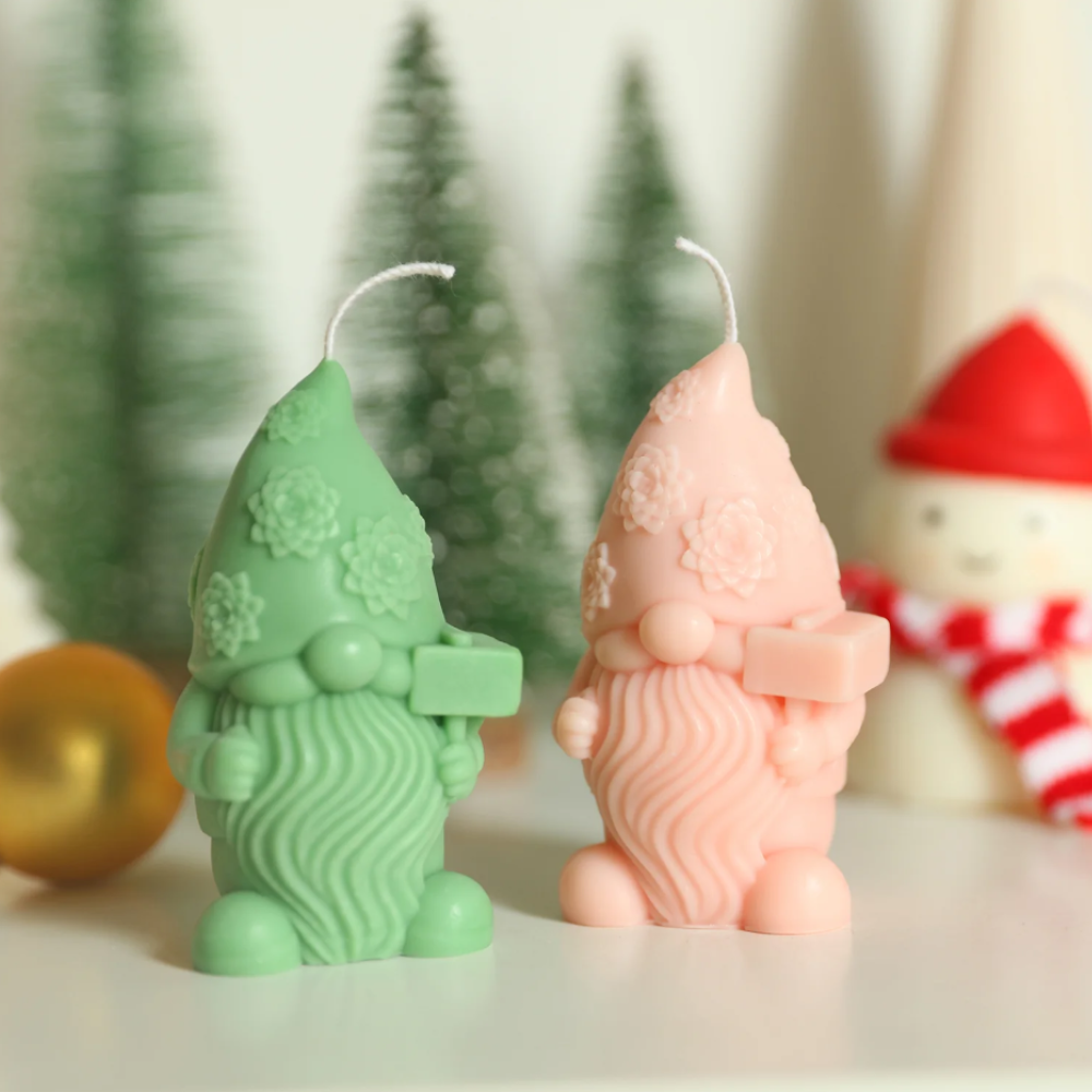 Christmas Floral Hat Gnome Candle Mold