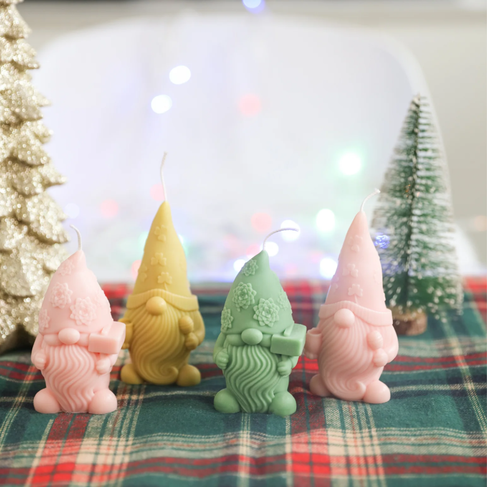 Christmas Floral Hat Gnome Candle Mold