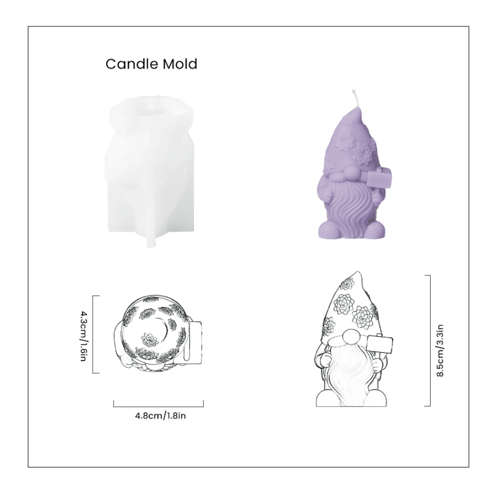 Christmas Floral Hat Gnome Candle Mold - BohriAli.com