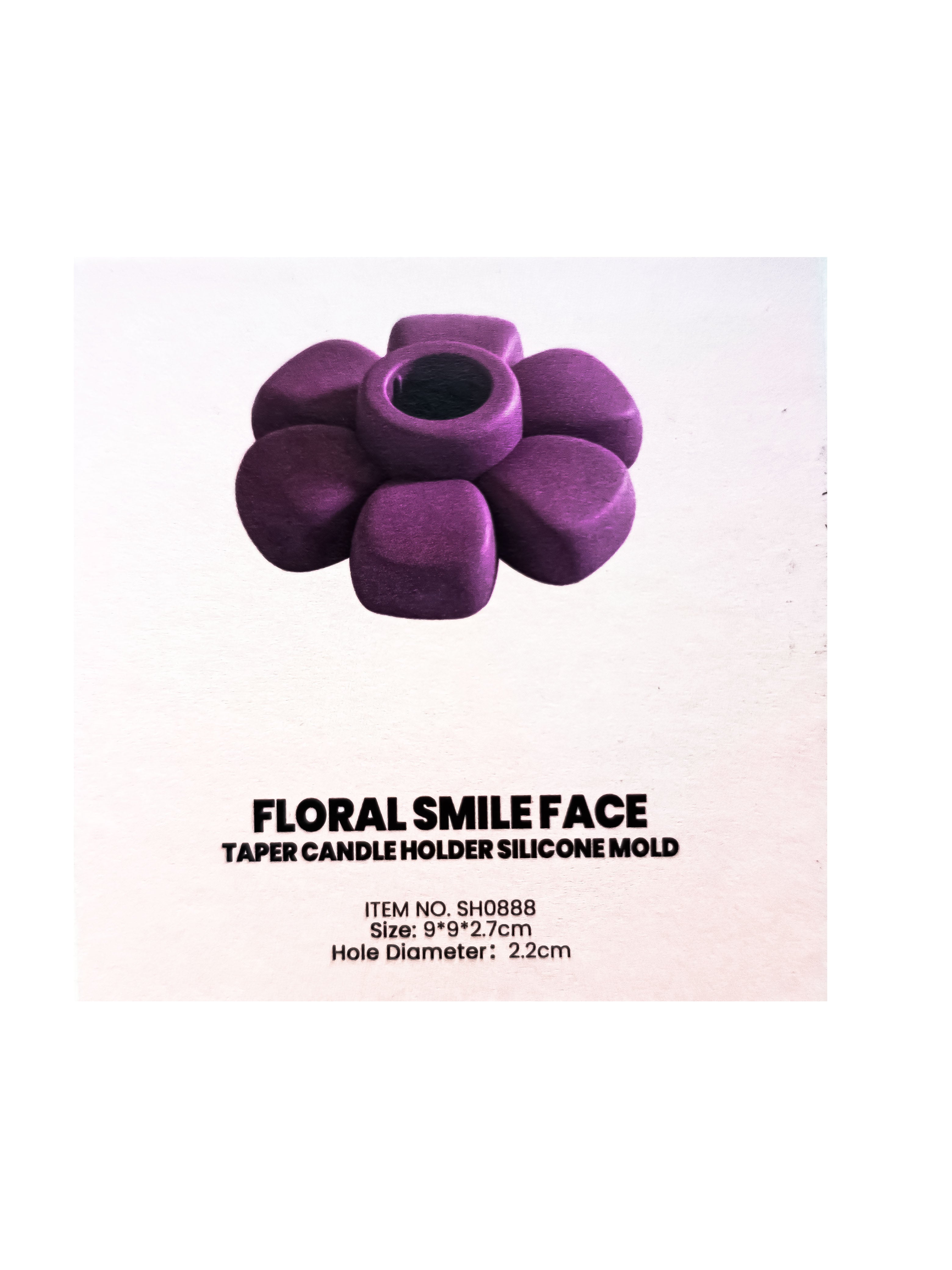 Boowan Nicole: Floral Smile Face Taper Candle Holder Silicone Mold