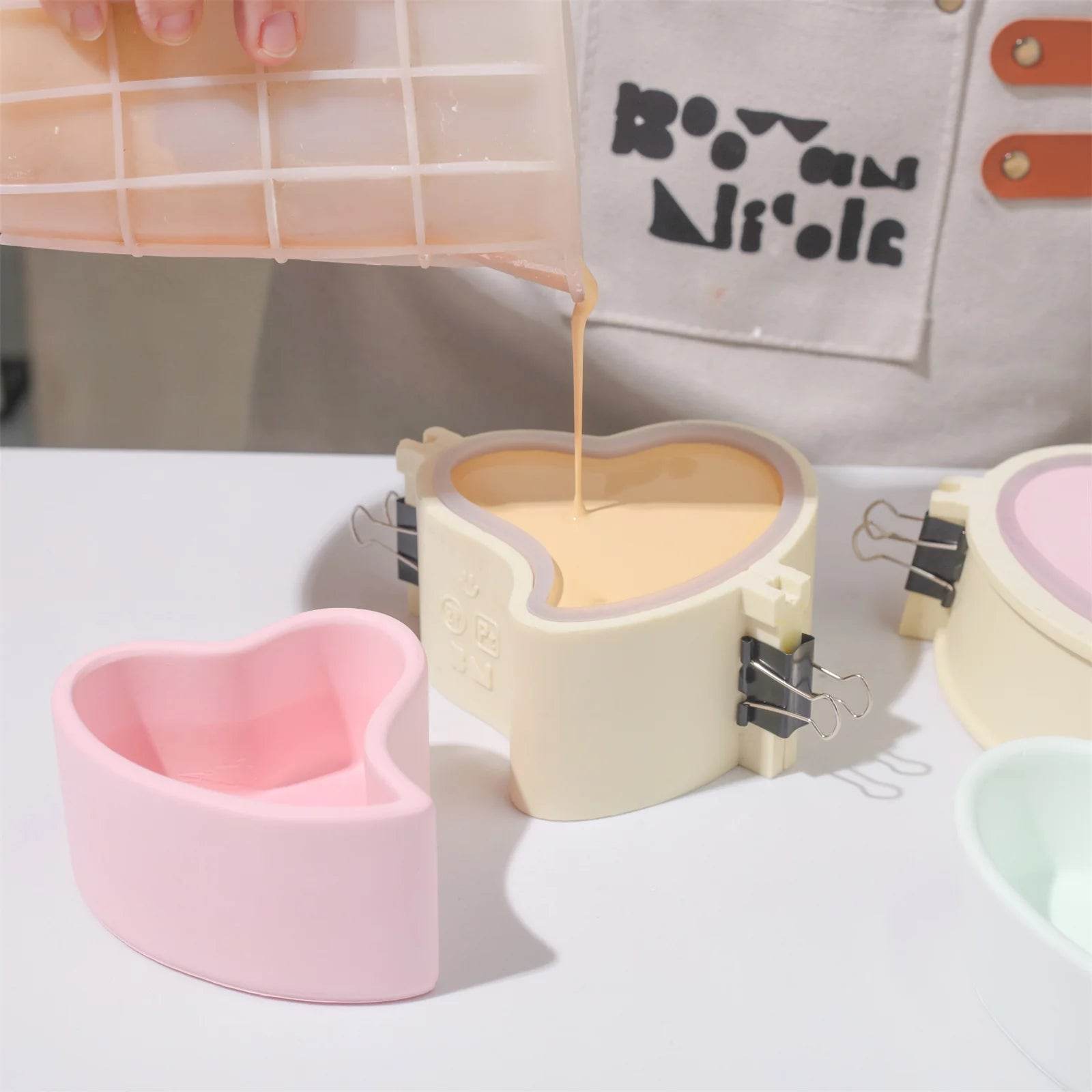Boowan Nicole: Eternal Kiss of Hearts Candle Jar Silicone Mold - BohriAli.com
