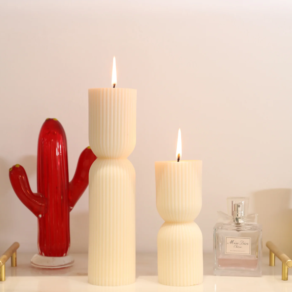 Boowan Nicole: Ribbed Pillar Candle Silicone Molds