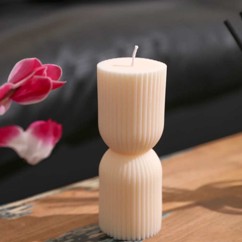 Boowan Nicole: Ribbed Pillar Candle Silicone Molds