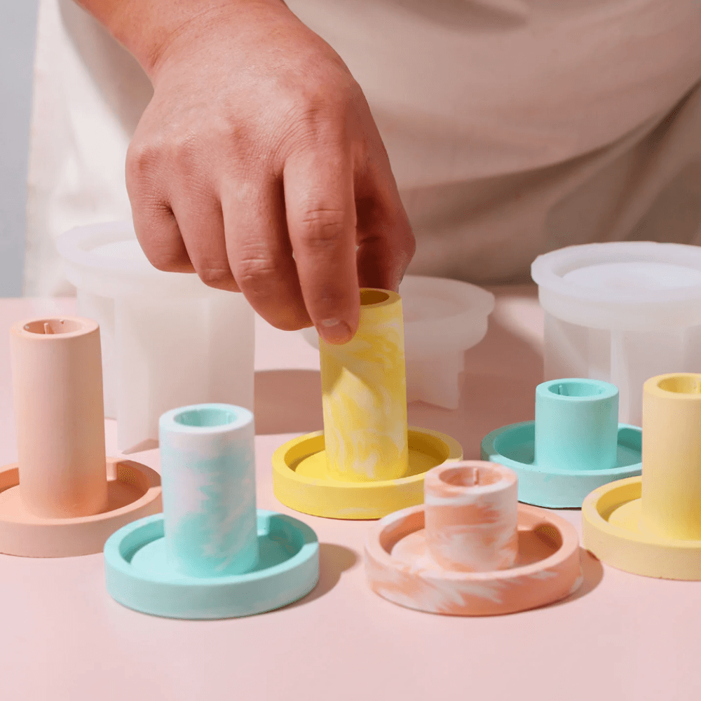 Boowan Nicole: Geometric Simple Taper Candle Holder Silicone Mold - BohriAli.com