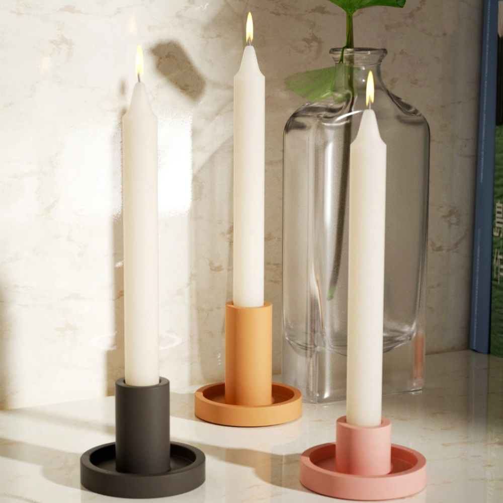 Boowan Nicole: A Set of three Geometric Simple Taper Candle Holder Silicone Mold
