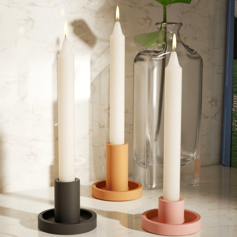 Boowan Nicole: Geometric Simple Taper Candle Holder Silicone Mold - BohriAli.com