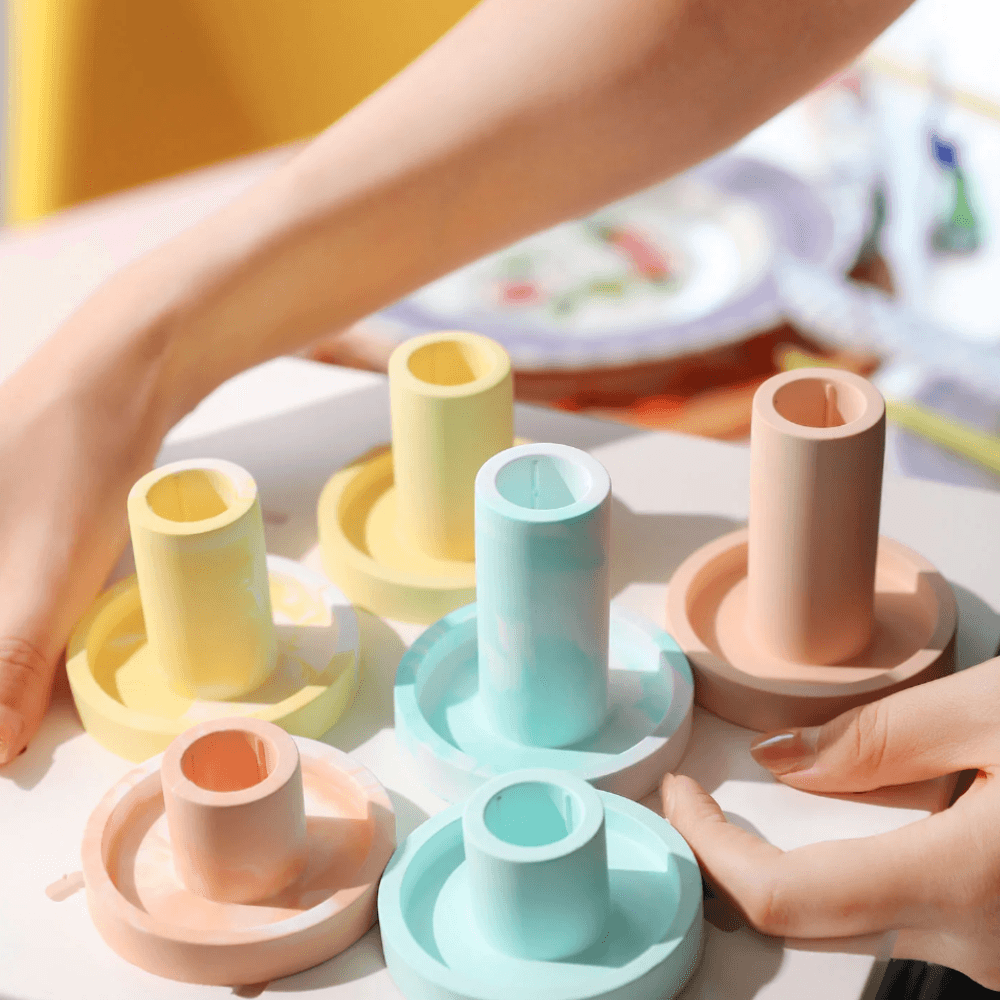 Boowan Nicole: Geometric Simple Taper Candle Holder Silicone Mold - BohriAli.com