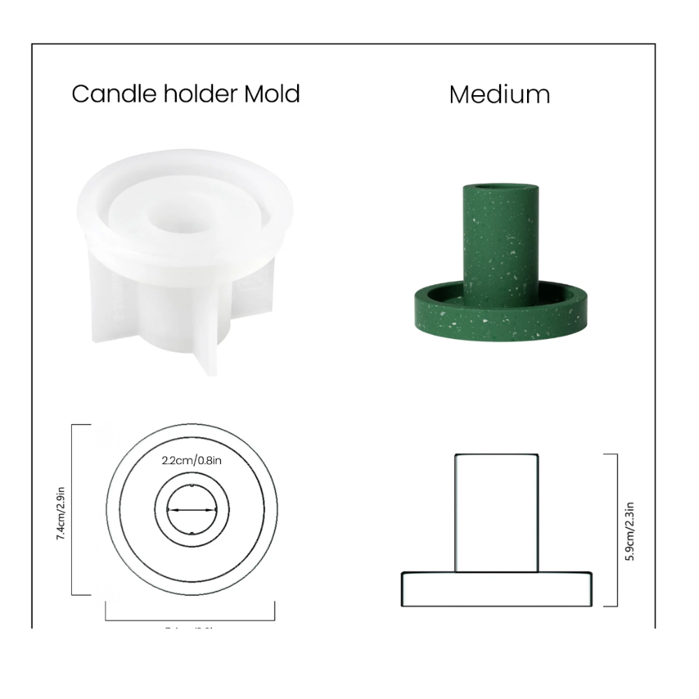 Boowan Nicole: A Set of three Geometric Simple Taper Candle Holder Silicone Mold