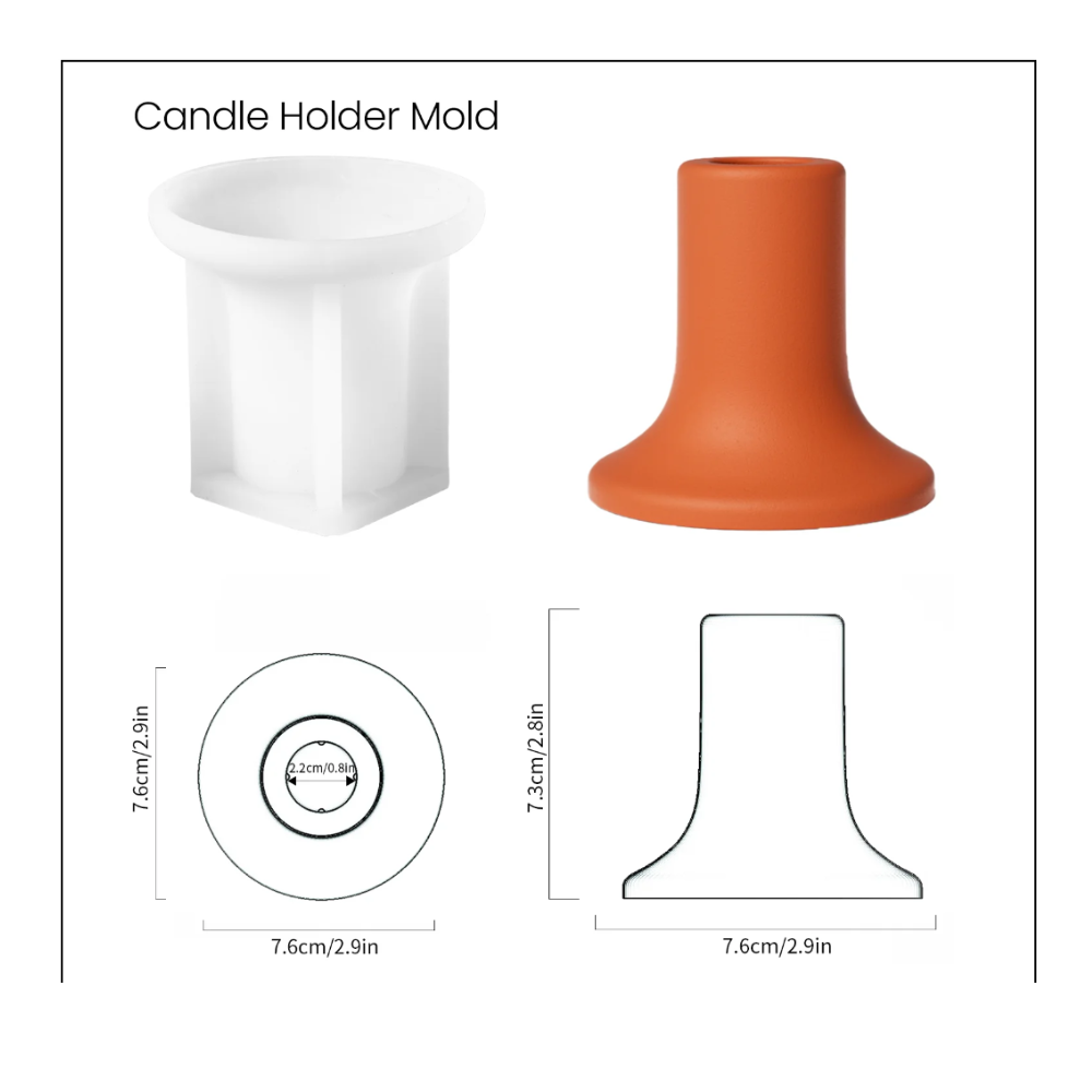 Boowan Nicole: Set of Two Round Taper Candle Holder Silicone Mold