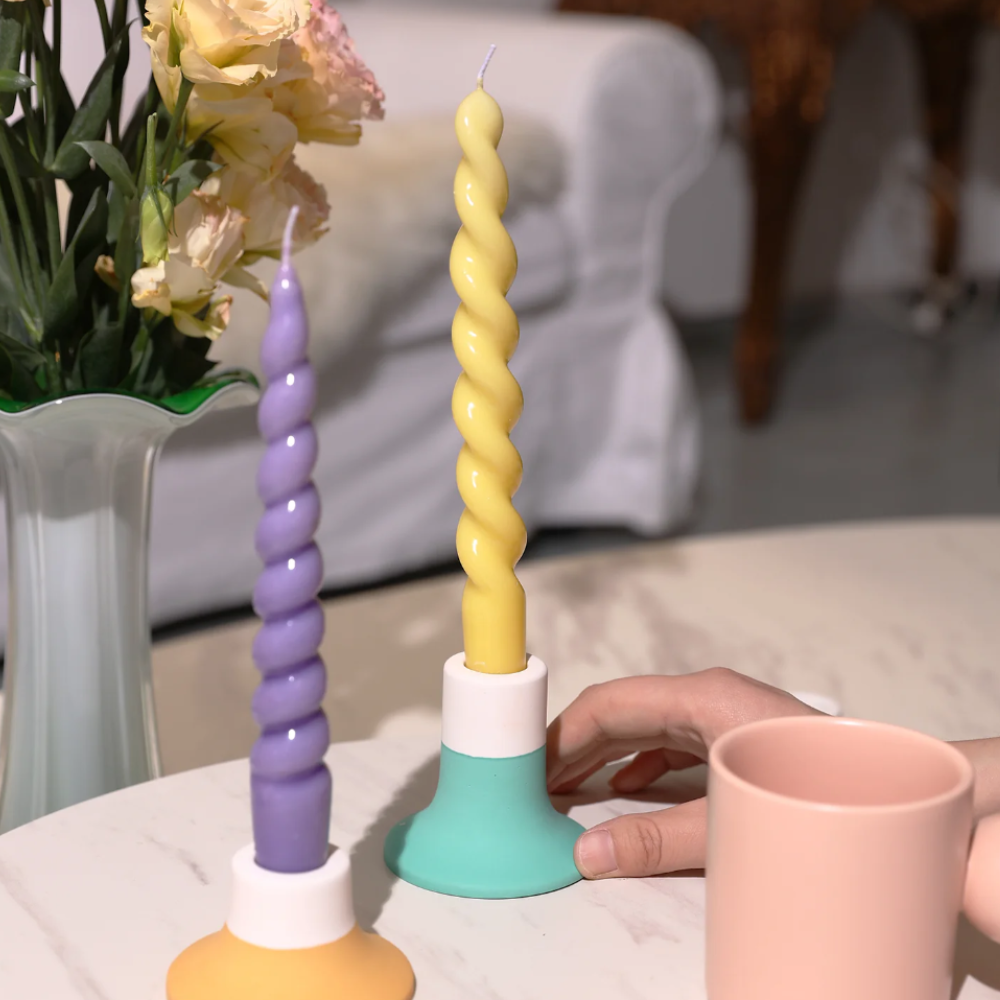 Boowan Nicole: Set of Two Round Taper Candle Holder Silicone Mold