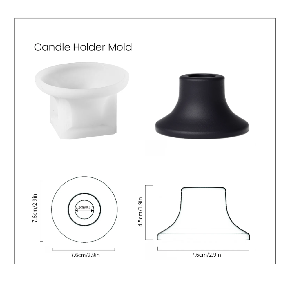 Boowan Nicole: Set of Two Round Taper Candle Holder Silicone Mold