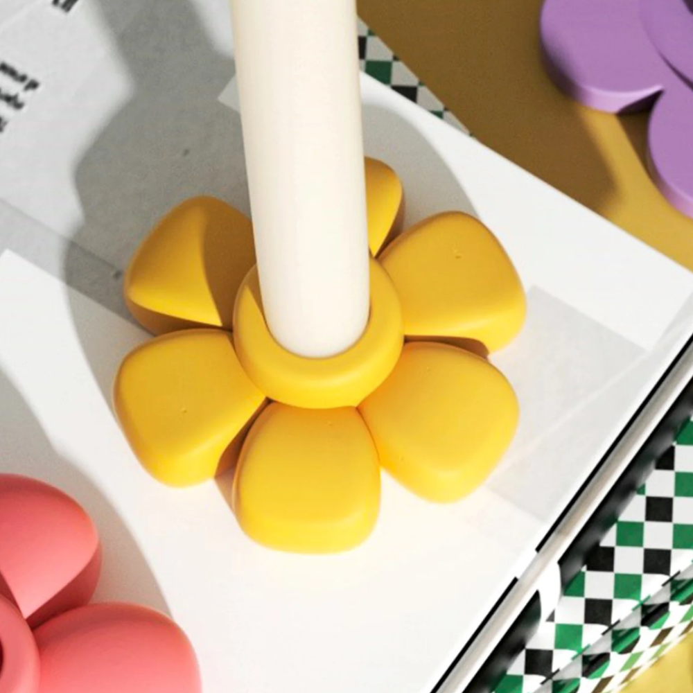 Boowan Nicole: Floral Smile Face Taper Candle Holder Silicone Mold