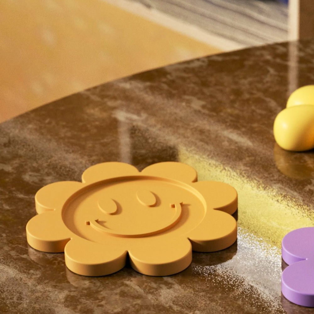Boowan Nicole: Floral Smile Face Coaster Concrete Silicone Mold