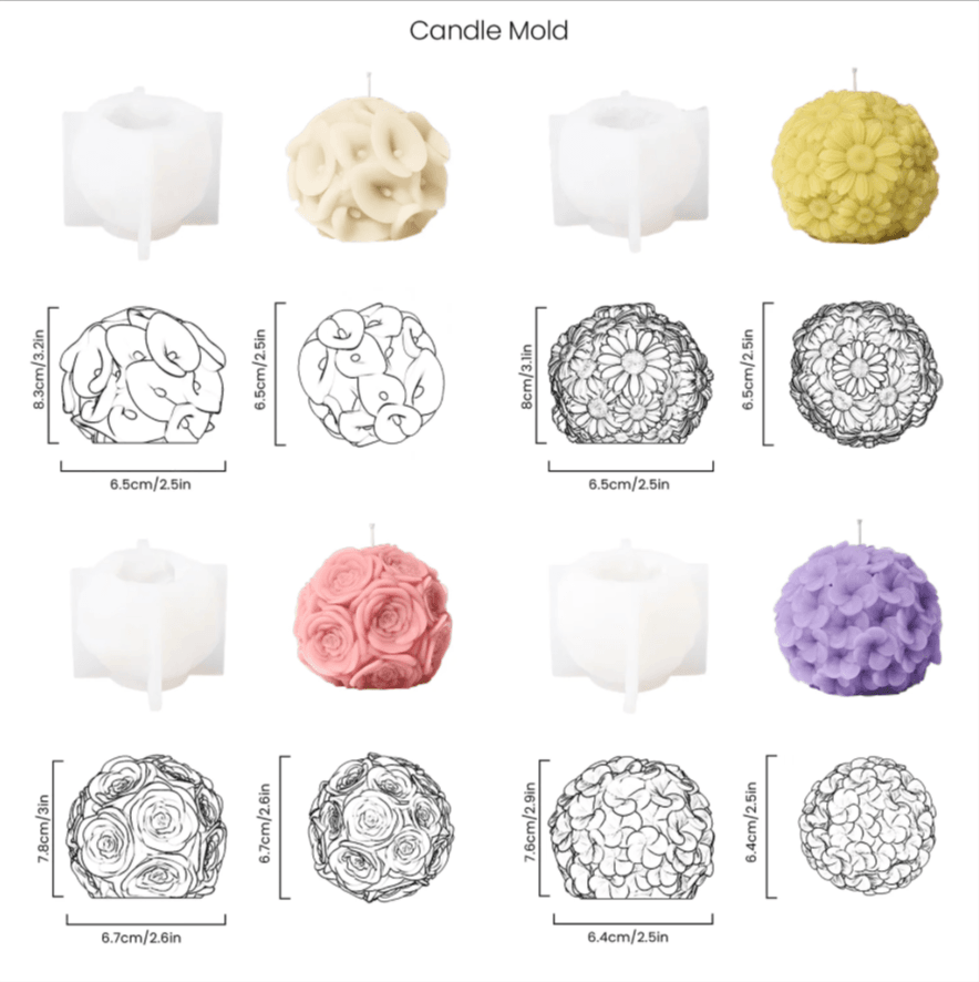 Boowan Nicole: Whispering Floral Orbs Candle Silicone Mould Collection - BohriAli.com