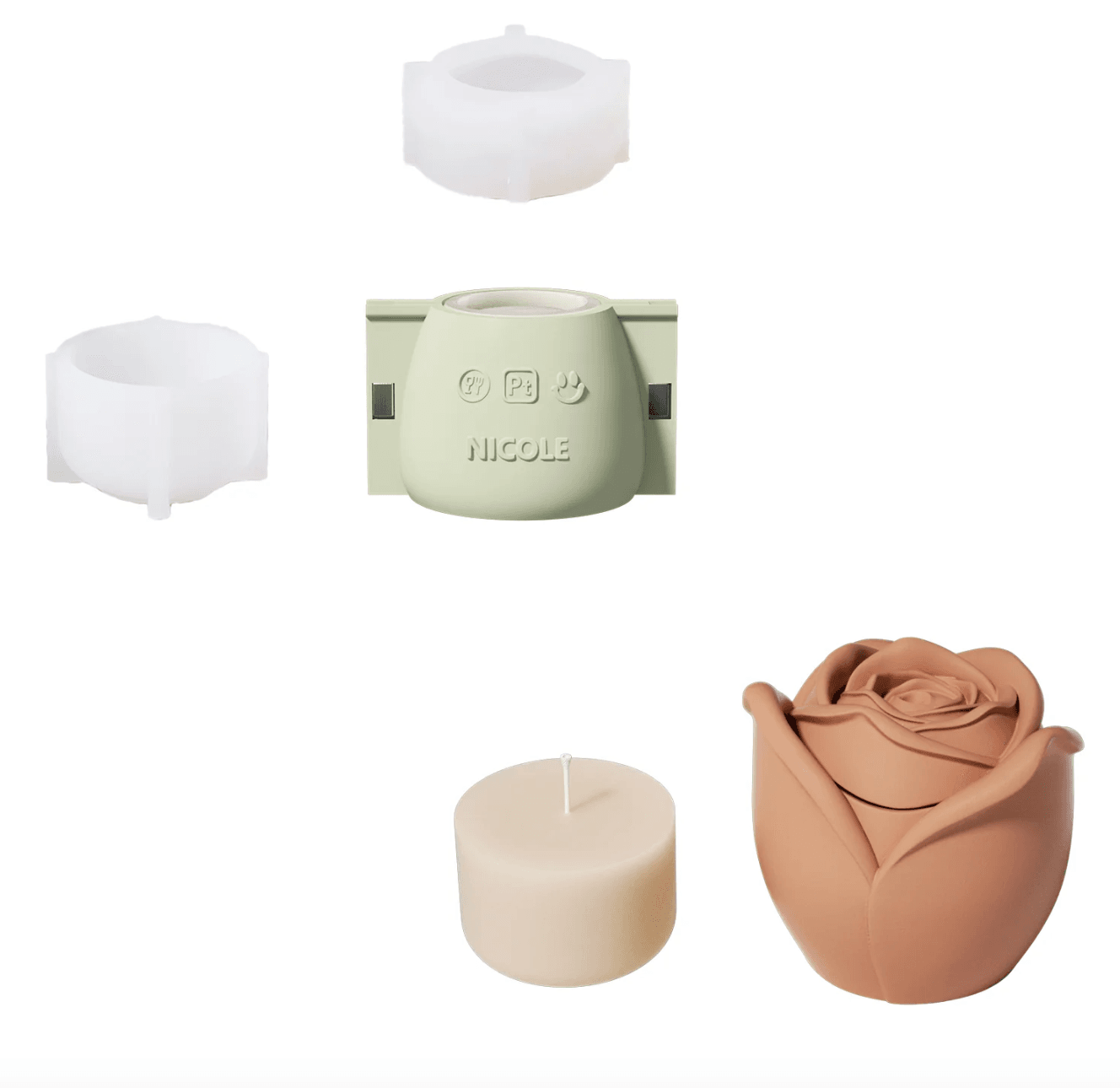 Boowan Nicole: Rose Reverie Candle Jar Silicone Mould - 3oz / 5oz Candle - BohriAli.com