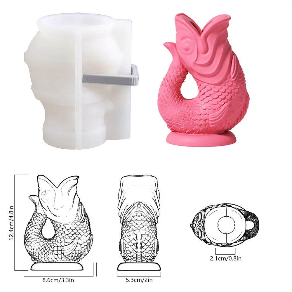 Boowan Nicole: Lucky Goldfish Taper Candle Holder Silicone Mold - BohriAli.com