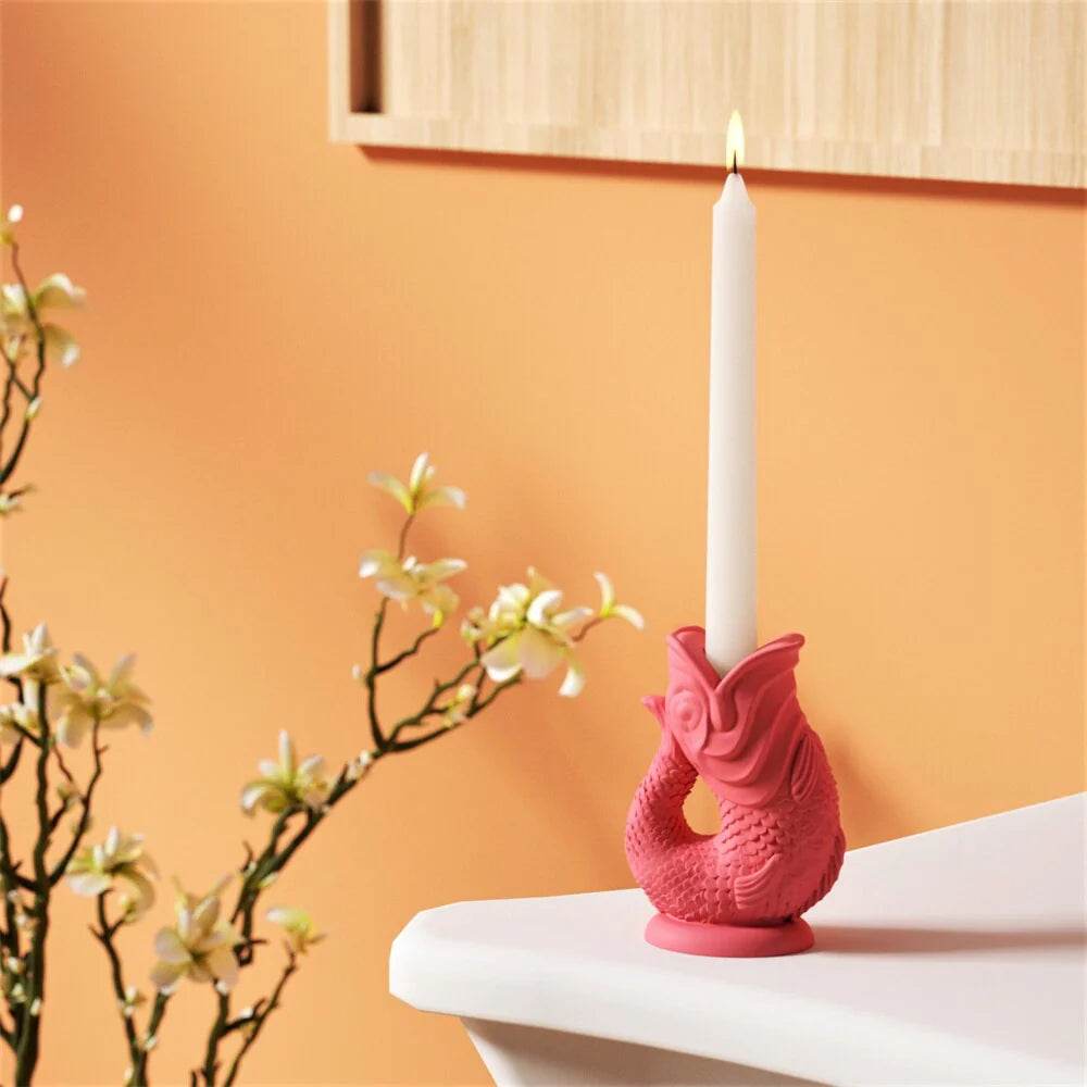 Boowan Nicole: Lucky Goldfish Taper Candle Holder Silicone Mold - BohriAli.com