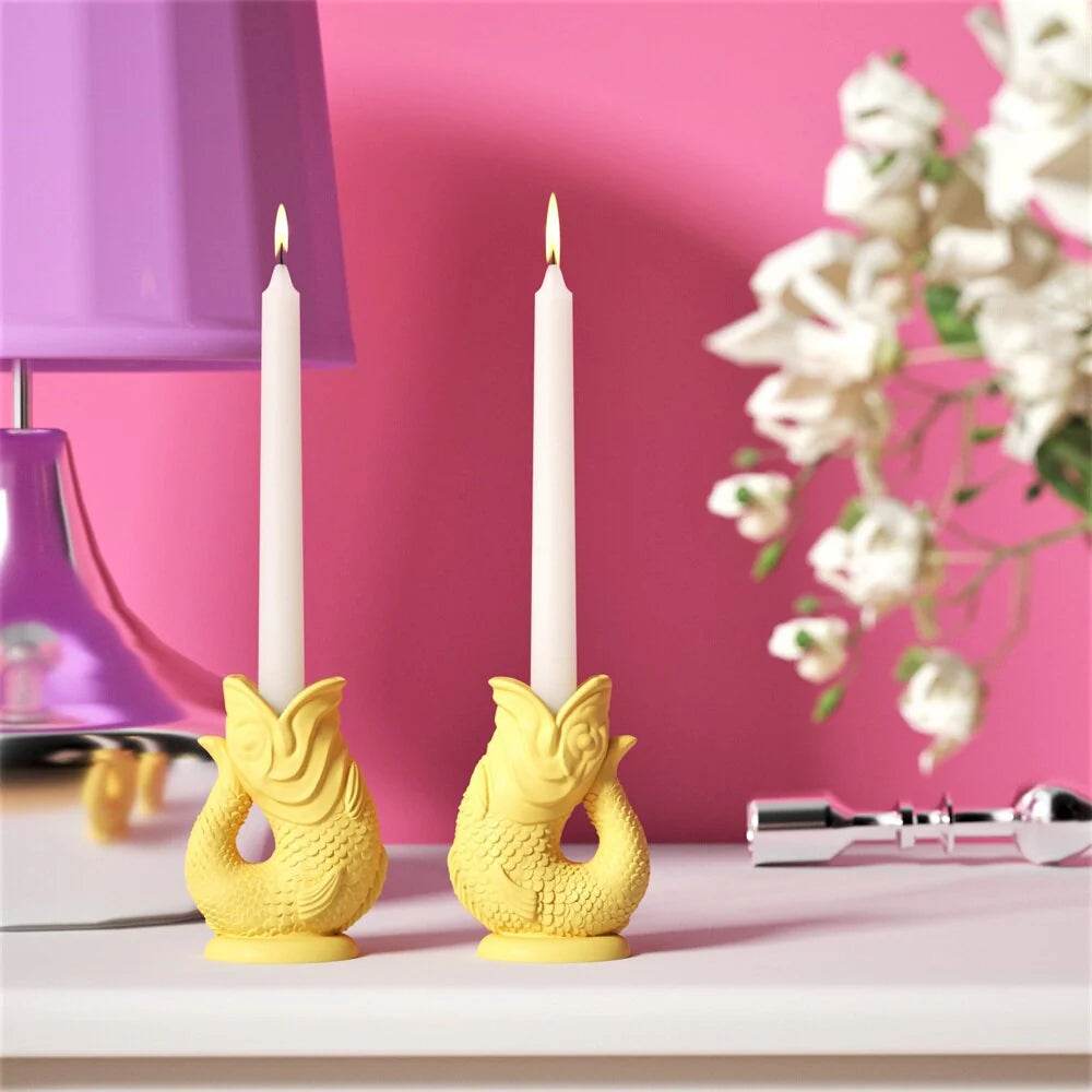 Boowan Nicole: Lucky Goldfish Taper Candle Holder Silicone Mold - BohriAli.com