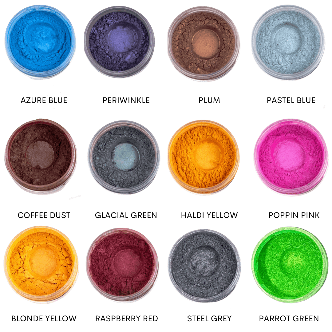 Classic Haksons Pearl Pigments (Mica Powders) - Pack of 12 colours | for Epoxy Resin - BohriAli.com