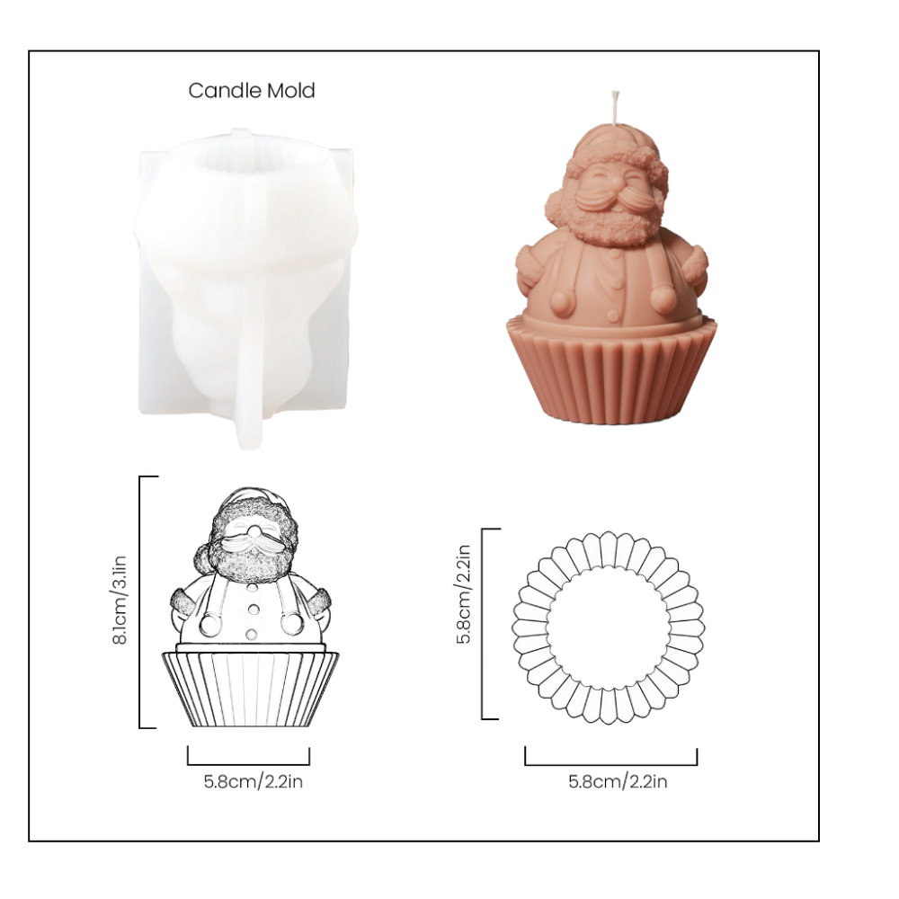 Boowan Nicole: Christmas Santa Claus Cupcake Candle Mold