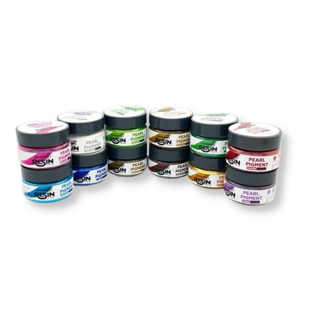 Offbeat Haksons Pearl Pigments (Mica Powders) - Pack of 12 colours (Resin / Soap / Wax)